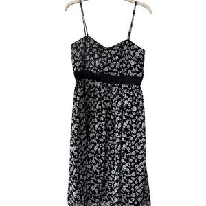 Dusk Collection Sheila Yen Floral‎ Dress Size 8 Black White Lined